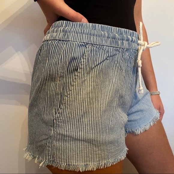 Blue and White Striped Shorts - Picture 2 of 2